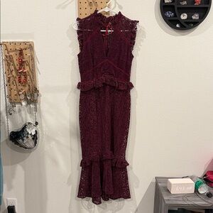 Hope & Ivy Elegant Burgundy Lace Dress